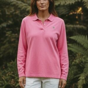 Lilly Pulitzer Long Sleeve preshrunken Polo Top shirt Large